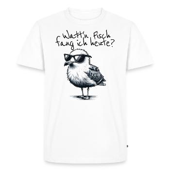 Watt’n Fisch fang ich heute Coole Möwe Spruch - T-shirt Premium bio Homme - blanc - Devant - Nico (187cm)