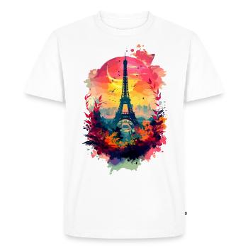 Paris Eiffel Tower France City Skyline Colorful - Men's Premium Organic T-Shirt - white - Front - Nico (187cm)