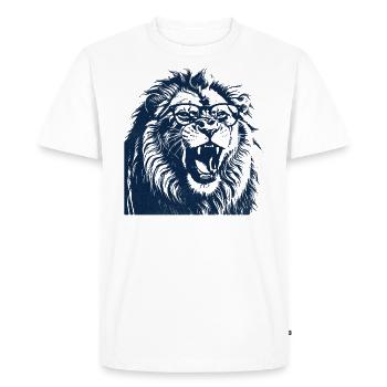 Roaring lion with glasses - Men's Premium Organic T-Shirt - white - Front - Nico (187cm)