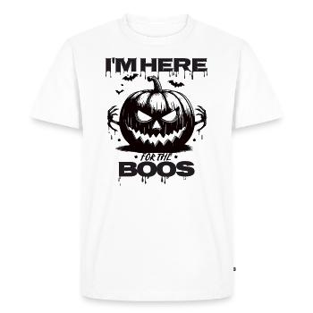 Citrouille d’Halloween Je suis ici pour les huées - T-shirt Premium bio Homme - blanc - Devant - Nico (187cm)
