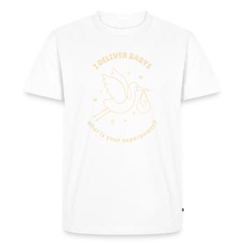 I Deliver Babys, What's Your Superpower? - Men's Premium Organic T-Shirt - white - Front - Nico (187cm)