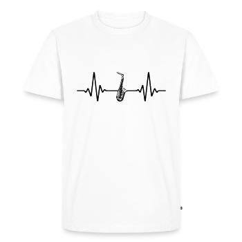 Battements de cœur de saxophone | Couleur changeable - T-shirt Premium bio Homme - blanc - Devant - Nico (187cm)