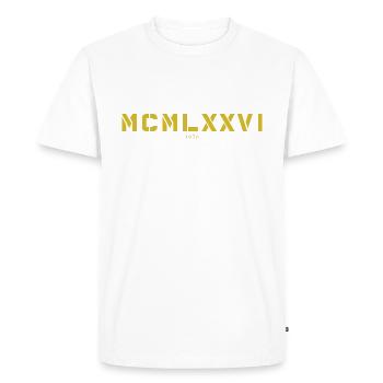 Roman numeral year of birth Made in 1976 - Men's Premium Organic T-Shirt - white - Front - Nico (187cm)