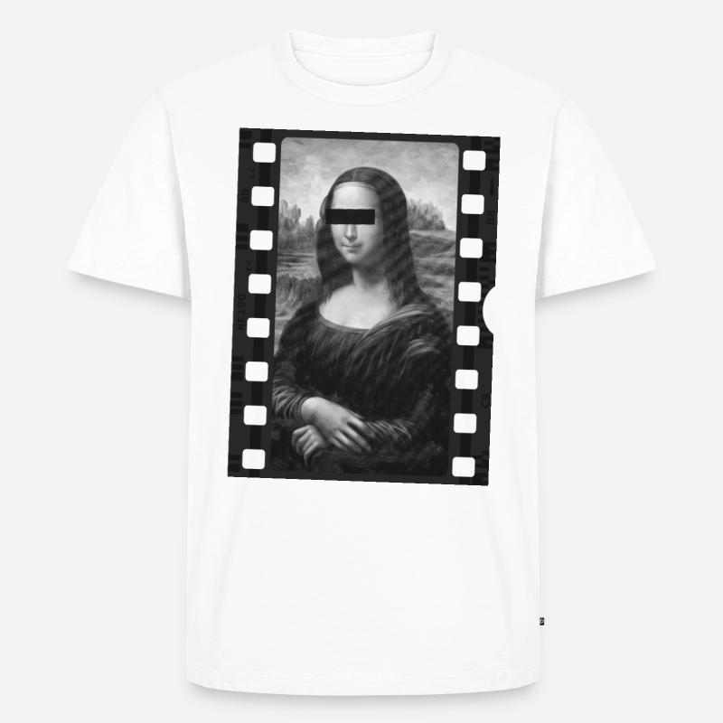 Mona Lisa im Dia-Rahmen - Männer Premium Bio T-Shirt - Weiß