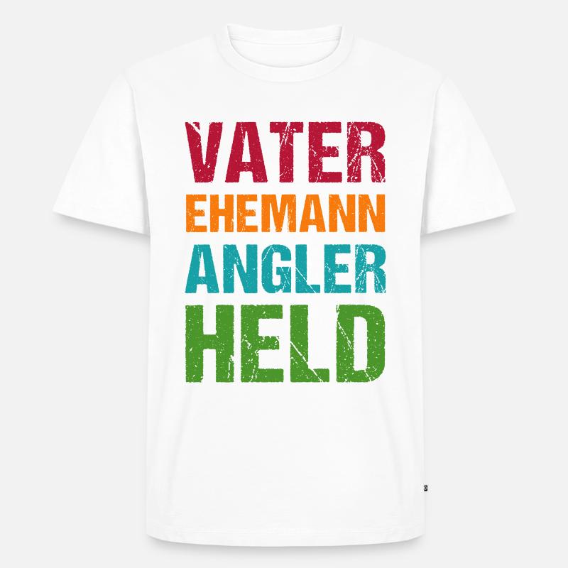 Ehemann Vater Angler Held - Männer Premium Bio T-Shirt - Weiß