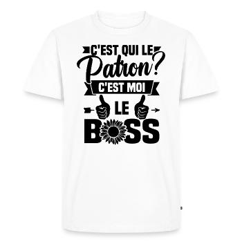 C'est qui le patron c'est moi le boss - T-shirt Premium bio Homme - blanc - Devant - Nico (187cm)