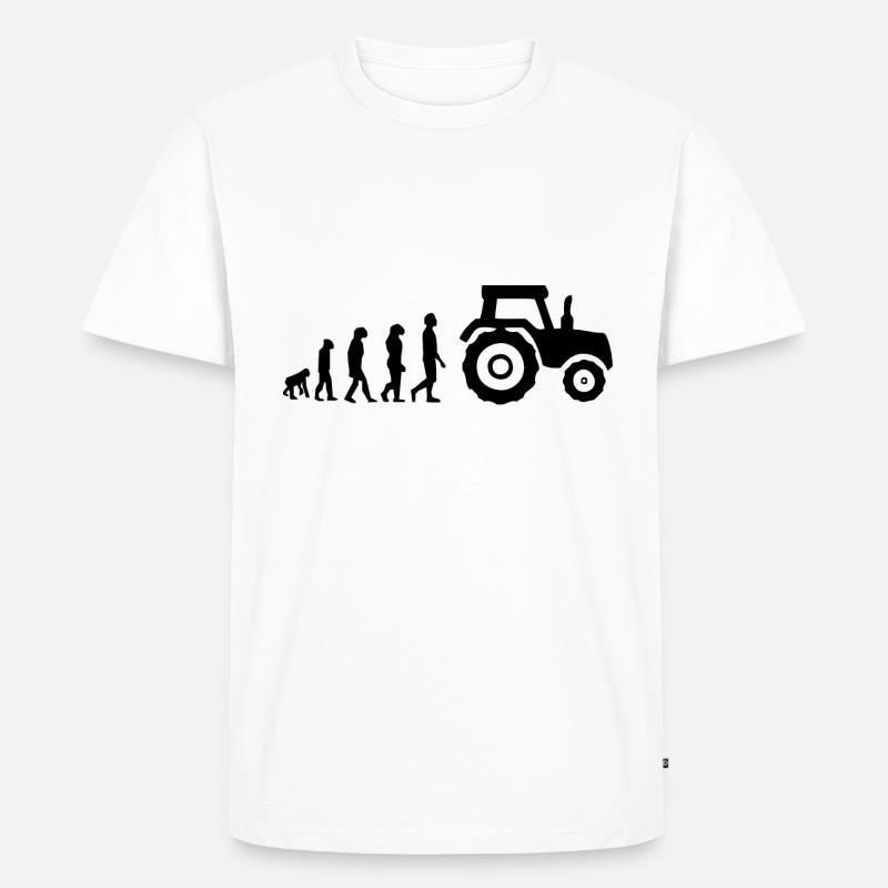 Evolution Traktor - Männer Premium Bio T-Shirt - Weiß