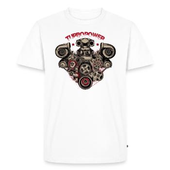 puissance turbo - T-shirt Premium bio Homme - blanc - Devant - Nico (187cm)