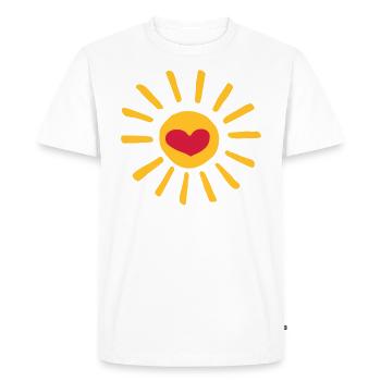 Herz Sonne bunt / coeur soleil jaune rouge - cadeau - T-shirt Premium bio Homme - blanc - Devant - Nico (187cm)
