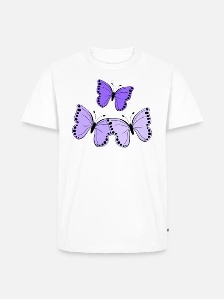 Schmetterlinge lila - Männer Premium Bio T-Shirt - Weiß
