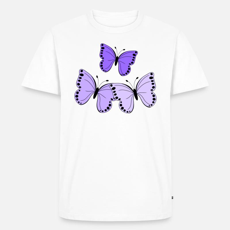 Schmetterlinge lila - Männer Premium Bio T-Shirt - Weiß