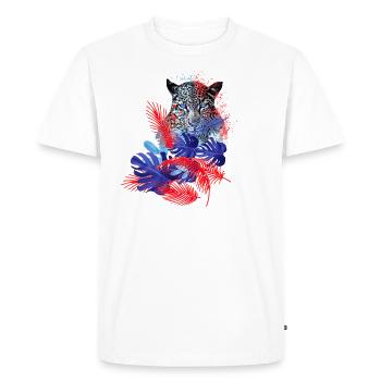 leopard, cat, wildcat, painting, leaves, jungle - Men's Premium Organic T-Shirt - white - Front - Nico (187cm)