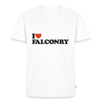 I love Falconry Heart Shirt - Men's Premium Organic T-Shirt - white - Front - Nico (187cm)