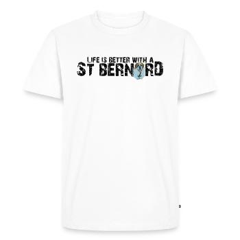 St Bernard - Men's Premium Organic T-Shirt - white - Front - Nico (187cm)