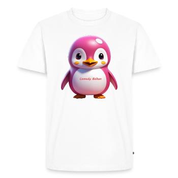 Pink Penguin 1 - Men's Premium Organic T-Shirt - white - Front - Nico (187cm)