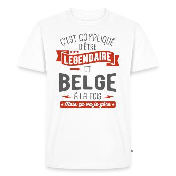 légendaire et belge - T-shirt Premium bio Homme - blanc - Devant - Nico (187cm)
