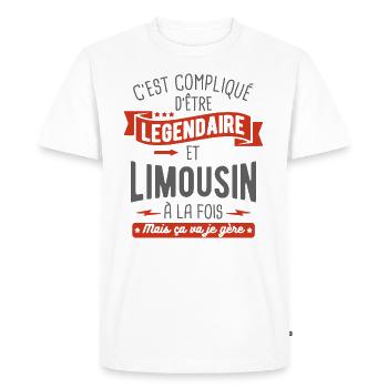 légendaire et limousin - T-shirt Premium bio Homme - blanc - Devant - Nico (187cm)