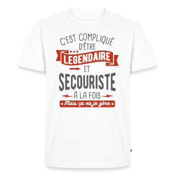 légendaire et secouriste - T-shirt Premium bio Homme - blanc - Devant - Nico (187cm)