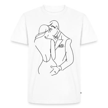 Amoureux élégants - dessin au trait - T-shirt Premium bio Homme - blanc - Devant - Nico (187cm)