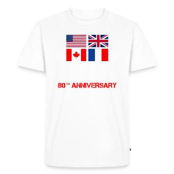 1944 D-Day 2024 80e Anniversaire Normandie - T-shirt Premium bio Homme - blanc - Devant - Nico (187cm)