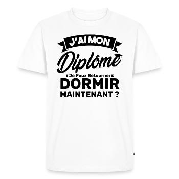 J'ai mon diplôme je peux retourner dormir? - T-shirt Premium bio Homme - blanc - Devant - Nico (187cm)