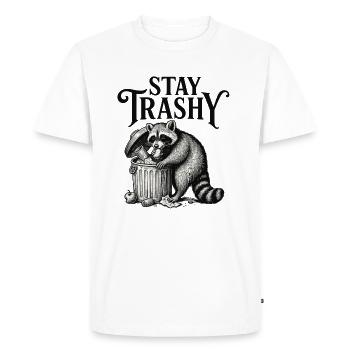 Restez Trash Racoon - T-shirt Premium bio Homme - blanc - Devant - Nico (187cm)