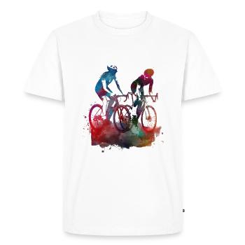 Cyclisme Vélo Sport Art #cycling #sport - T-shirt Premium bio Homme - blanc - Devant - Nico (187cm)