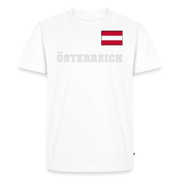 Look justaucorps AUTRICHE - Drapeau drapeau sur la poitrine - T-shirt Premium bio Homme - blanc - Devant - Nico (187cm)