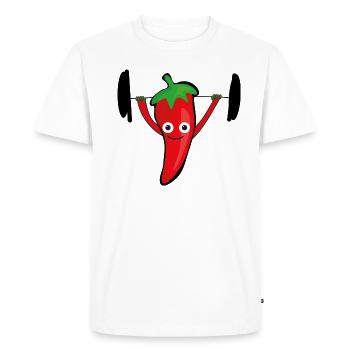 Peppers,chilli,fitness,lifting weights - Men's Premium Organic T-Shirt - white - Front - Nico (187cm)