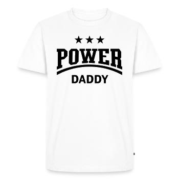 Power Daddy (Papa, Papa, Père, Fête des Pères / Noir) - T-shirt Premium bio Homme - blanc - Devant - Nico (187cm)