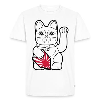 Maneki Neko « Rising Sun Flag » - Dark Contour - T-shirt Premium bio Homme - blanc - Devant - Nico (187cm)