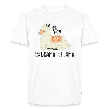 Save the Drama for you Llama - Men's Premium Organic T-Shirt - white - Front - Nico (187cm)