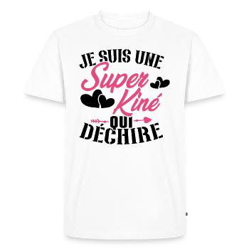 Je suis une Super kiné qui déchire - T-shirt Premium bio Homme - blanc - Devant - Nico (187cm)