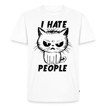 I hate people Shirt - Men's Premium Organic T-Shirt - white - Front - Nico (187cm)