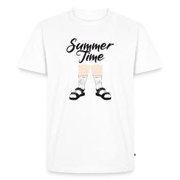 Temps de vacances pour commencer les chaussettes de chemise sur la plage - T-shirt Premium bio Homme - blanc - Devant - Nico (187cm)
