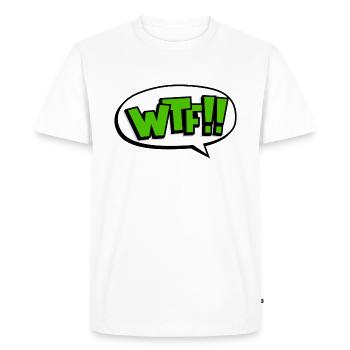 Funny WTF What the fuck gift - Men's Premium Organic T-Shirt - white - Front - Nico (187cm)