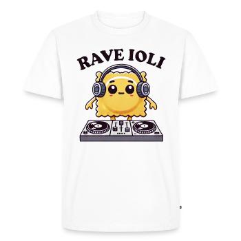 Ravioli Techno Musicien DJ Rave Dancing Disco - T-shirt Premium bio Homme - blanc - Devant - Nico (187cm)