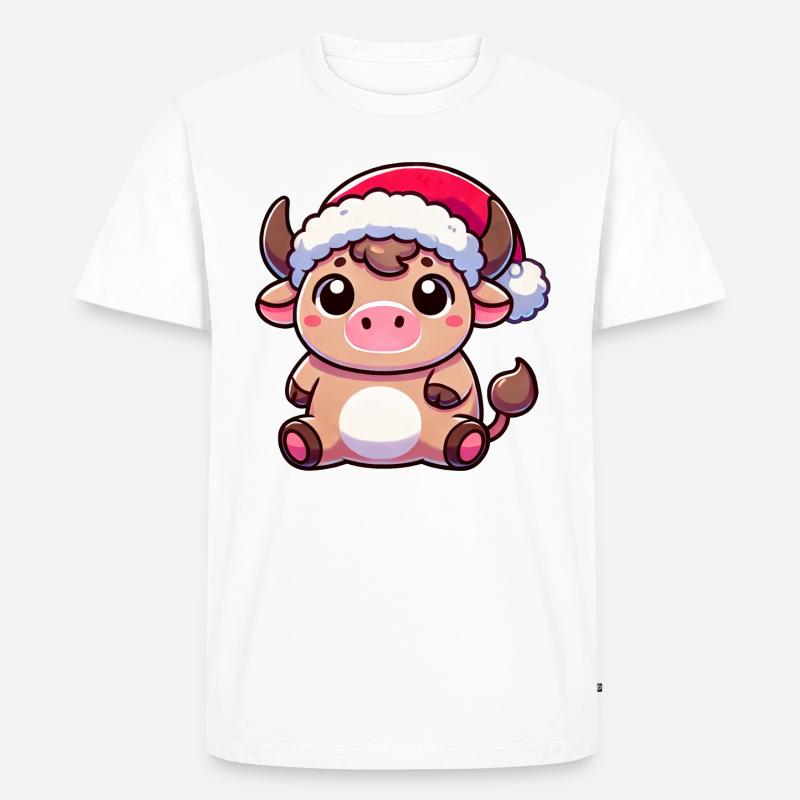 Süße Chibi Weihnachtskuh Cartoon Design - Männer Premium Bio T-Shirt - undefined