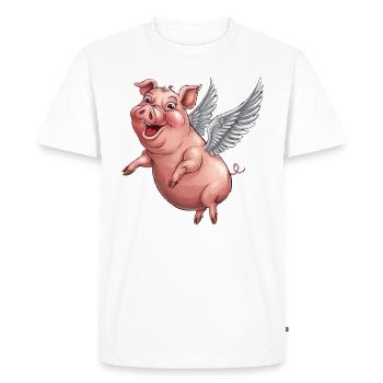 Cochon fantaisiste avec des ailes d’ange Dessin animé - T-shirt Premium bio Homme - blanc - Devant - Nico (187cm)