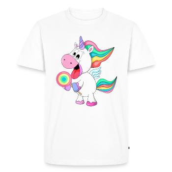 licorne mignonne avec sucette cadeau pour adorable - T-shirt Premium bio Homme - blanc - Devant - Nico (187cm)