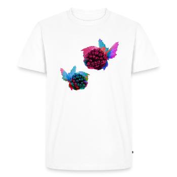2 mûres, mûre, bleu, pop-art, bleu, peinture, - T-shirt Premium bio Homme - blanc - Devant - Nico (187cm)