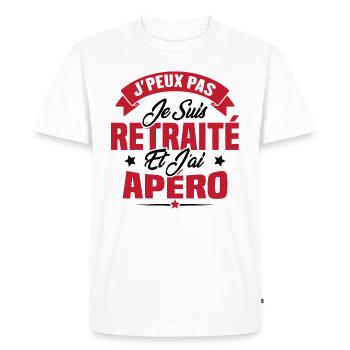 Cadeau J'peux pas je suis retraité et j'ai apéro - T-shirt Premium bio Homme - blanc - Devant - Nico (187cm)
