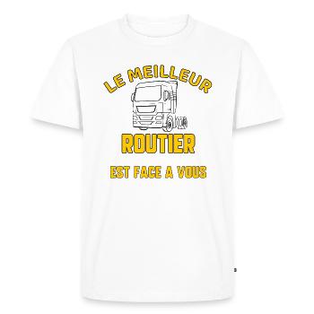 Le meilleur routier - T-shirt Premium bio Homme - blanc - Devant - Nico (187cm)