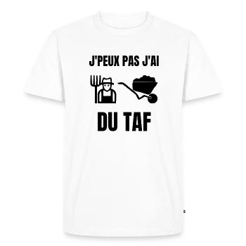 J’peux pas j’ai taf - T-shirt Premium bio Homme - blanc - Devant - Nico (187cm)