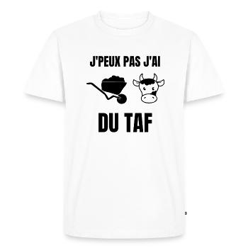 J’peux pas j’ai taf - T-shirt Premium bio Homme - blanc - Devant - Nico (187cm)