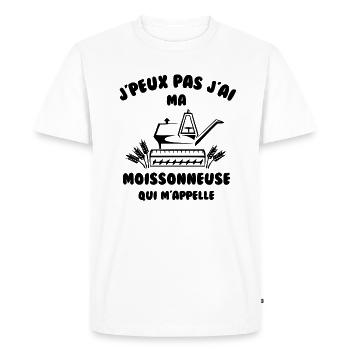 J’peux pas j’ai ma moissonneuse qui m’appelle - T-shirt Premium bio Homme - blanc - Devant - Nico (187cm)