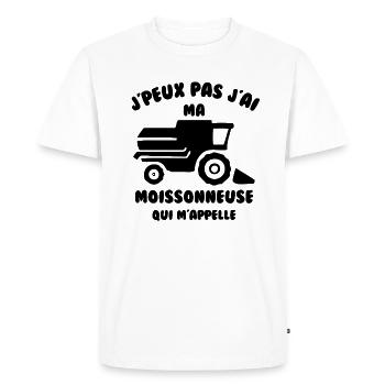 J’peux pas j’ai ma moissonneuse qui m’appelle - T-shirt Premium bio Homme - blanc - Devant - Nico (187cm)