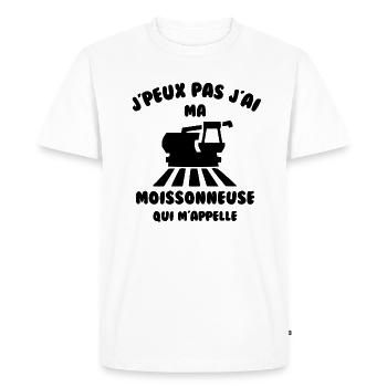 J’peux pas j’ai ma moissonneuse qui m’appelle - T-shirt Premium bio Homme - blanc - Devant - Nico (187cm)