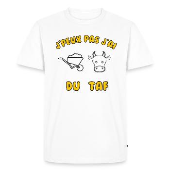 J’peux pas j’ai du taf - T-shirt Premium bio Homme - blanc - Devant - Nico (187cm)