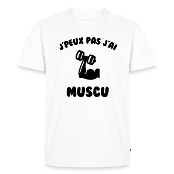 J’peux pas j’ai muscu - T-shirt Premium bio Homme - blanc - Devant - Nico (187cm)